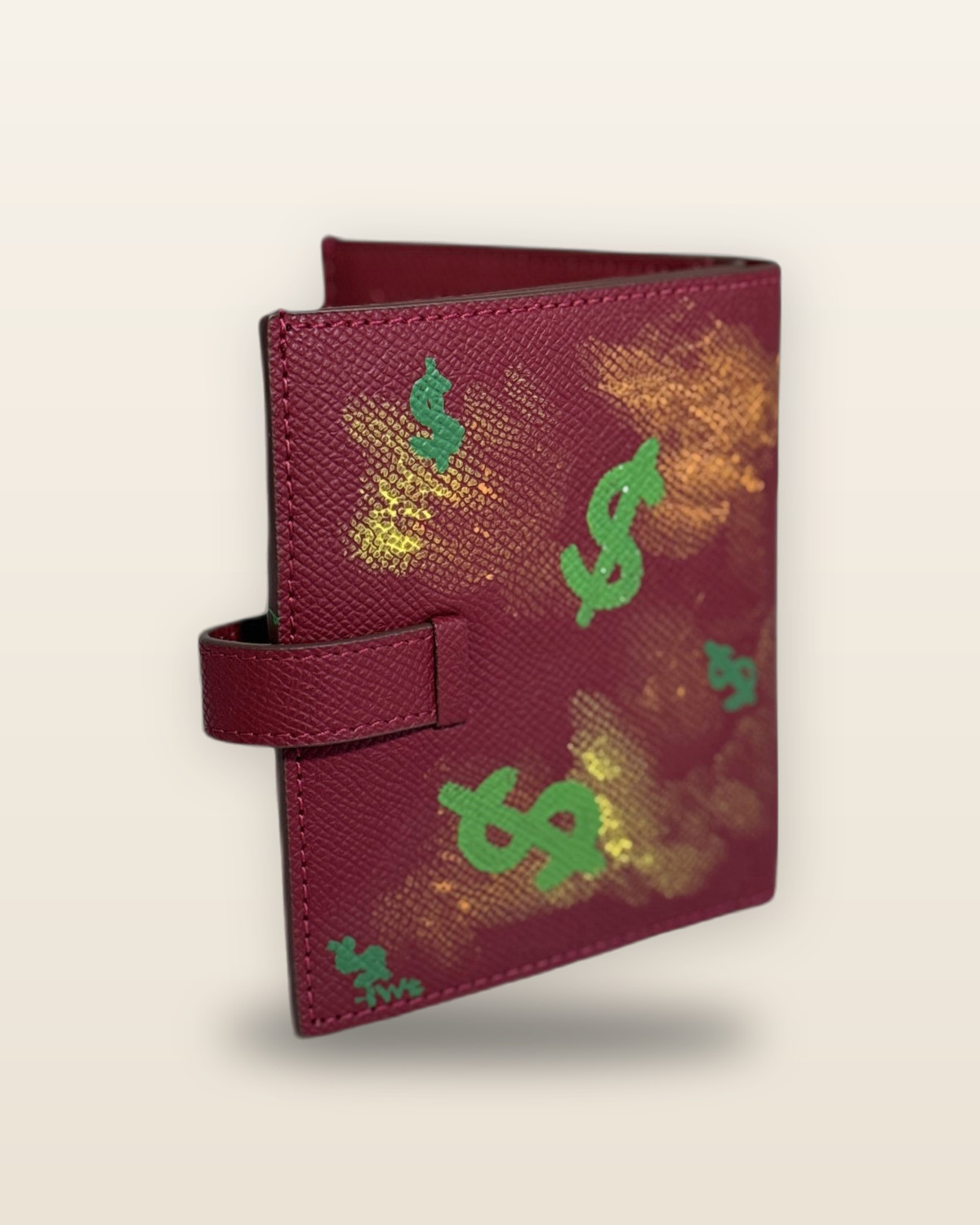 Peňaženka Élégance H-Clasp Burgundy „Money Pop Art“ – Limitovaná edícia 1/1